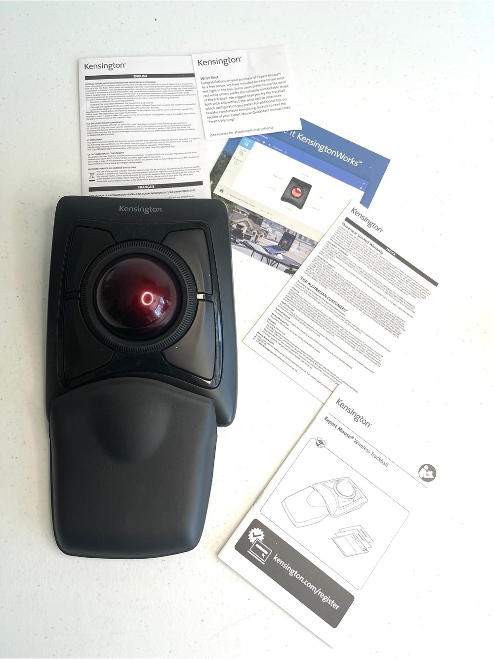 Kensington Black Trackball Mouse with Wrist Rest
